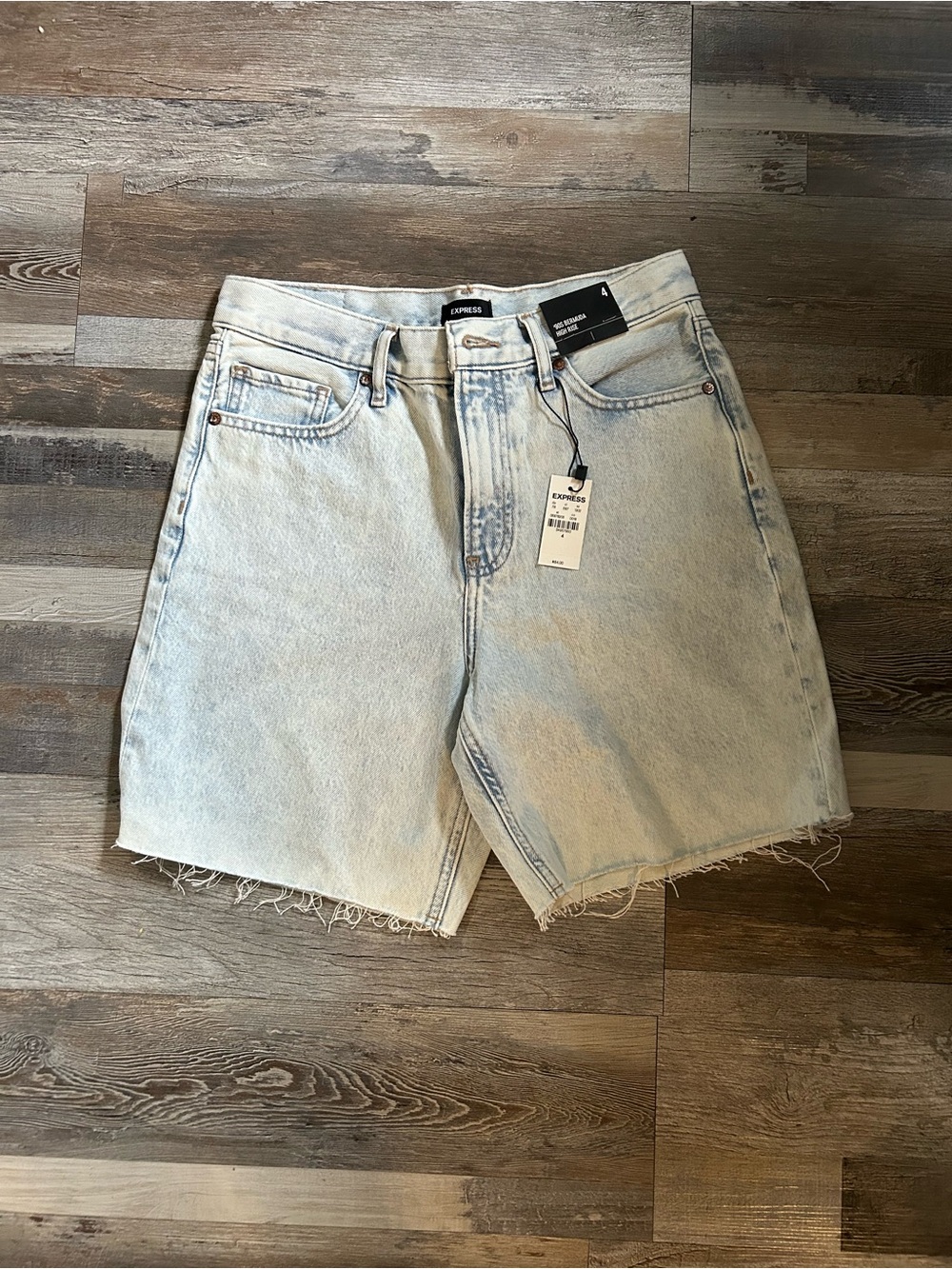Express Light Wash Distressed Denim Shorts